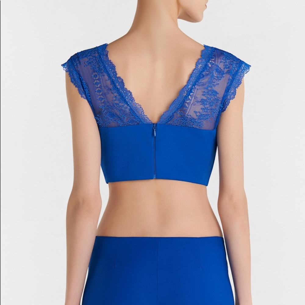 La Perla Hot blue longline Leavers lace bralet - Picture 3 of 4
